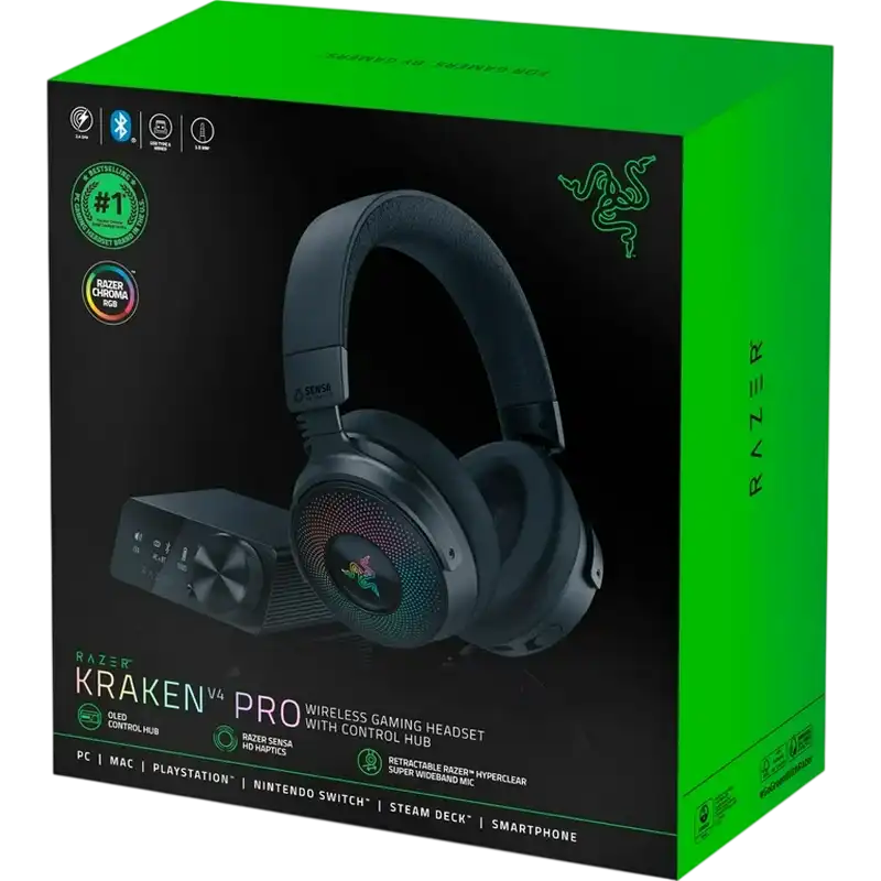 Căști Razer Kraken V4 Pro + Control Hub Negru