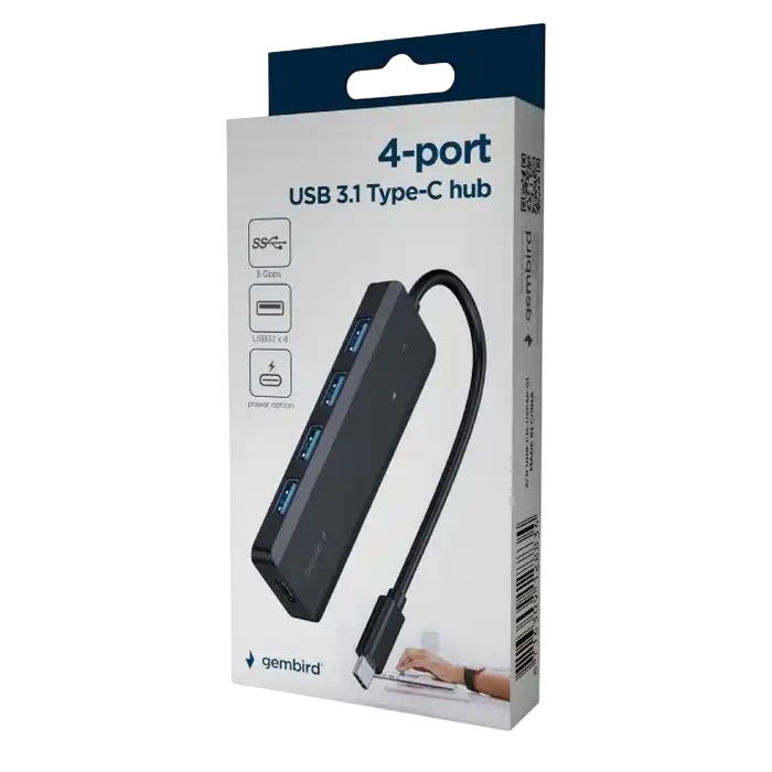 Adaptor Hub Gembird UHB-CM-U3P4P-01 Negru