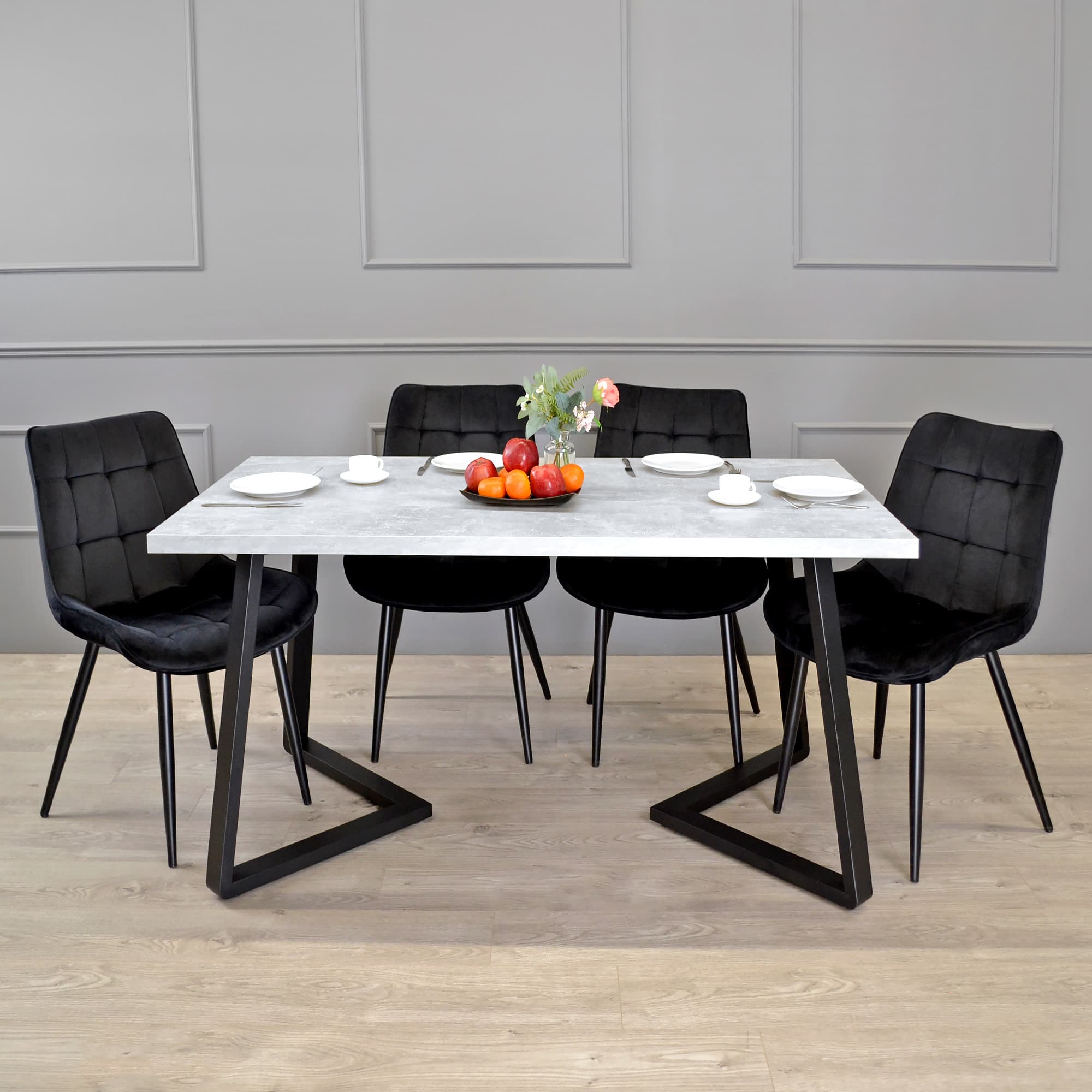 Masă FRIDA Beton+Black Legs 150×80