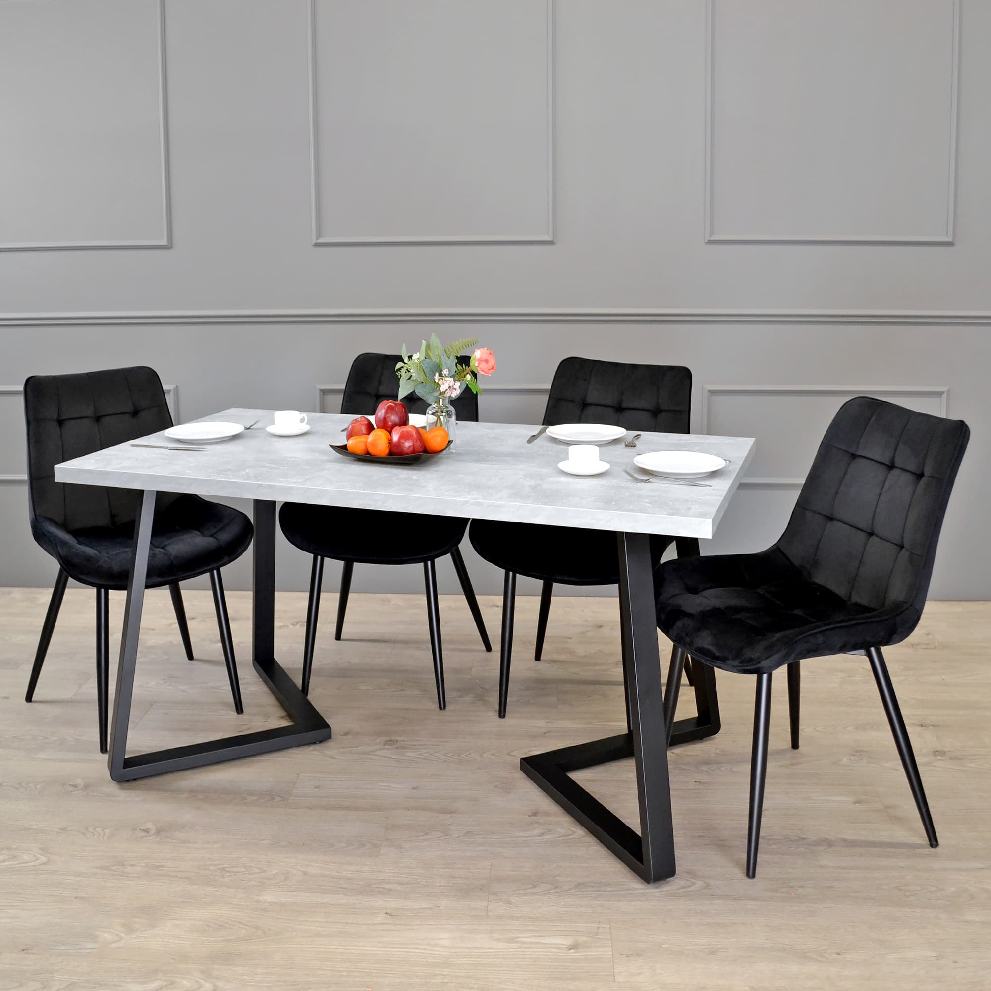 Masă FRIDA Beton+Black Legs 150×80