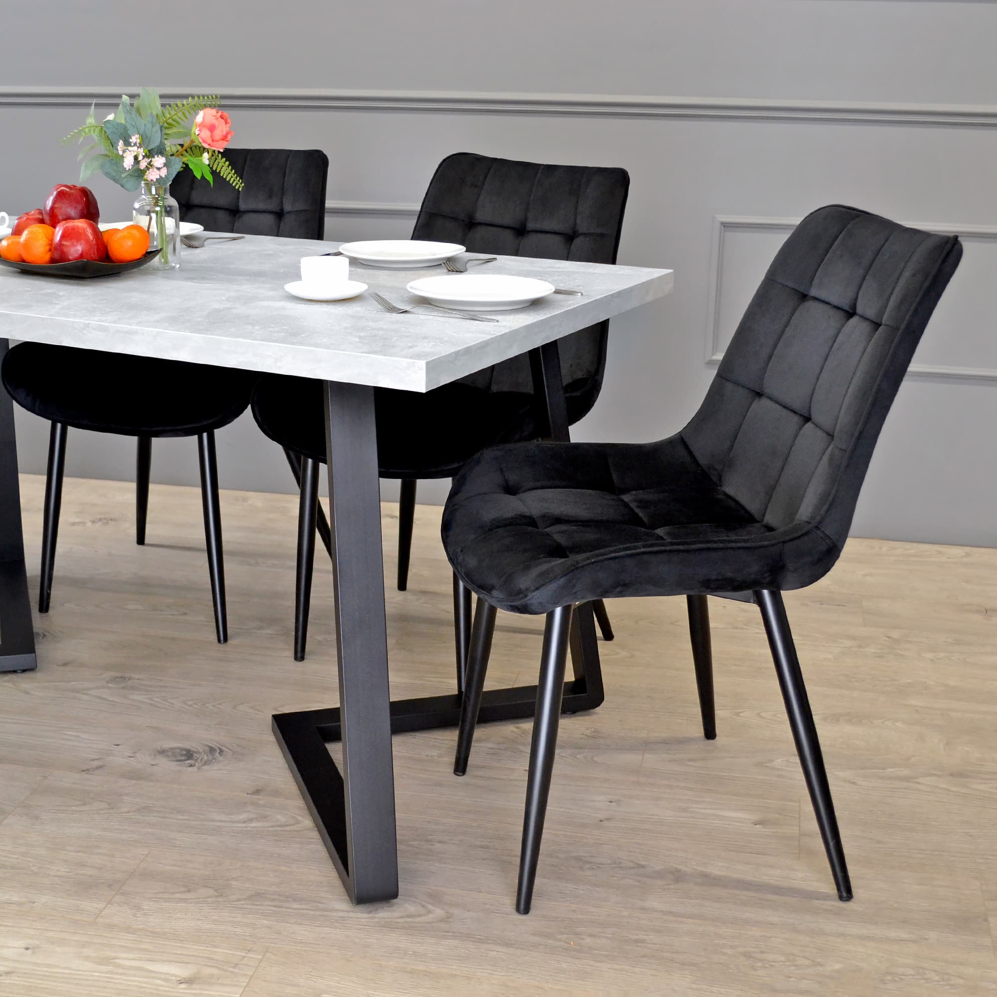 Masă FRIDA Beton+Black Legs 150×80
