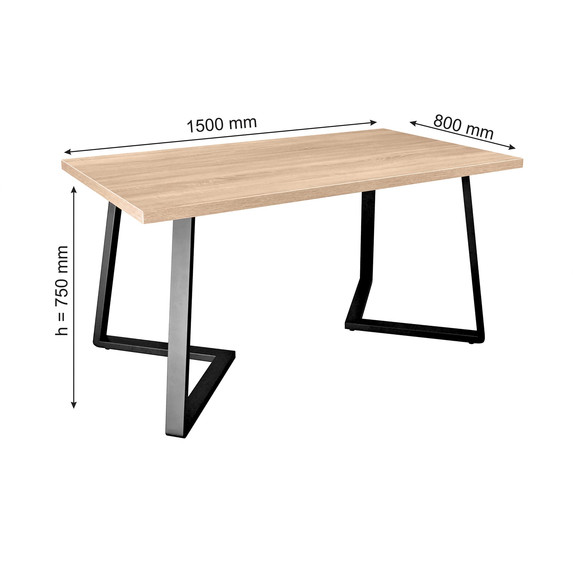 Masă FRIDA Sonoma+Black Legs 150×80