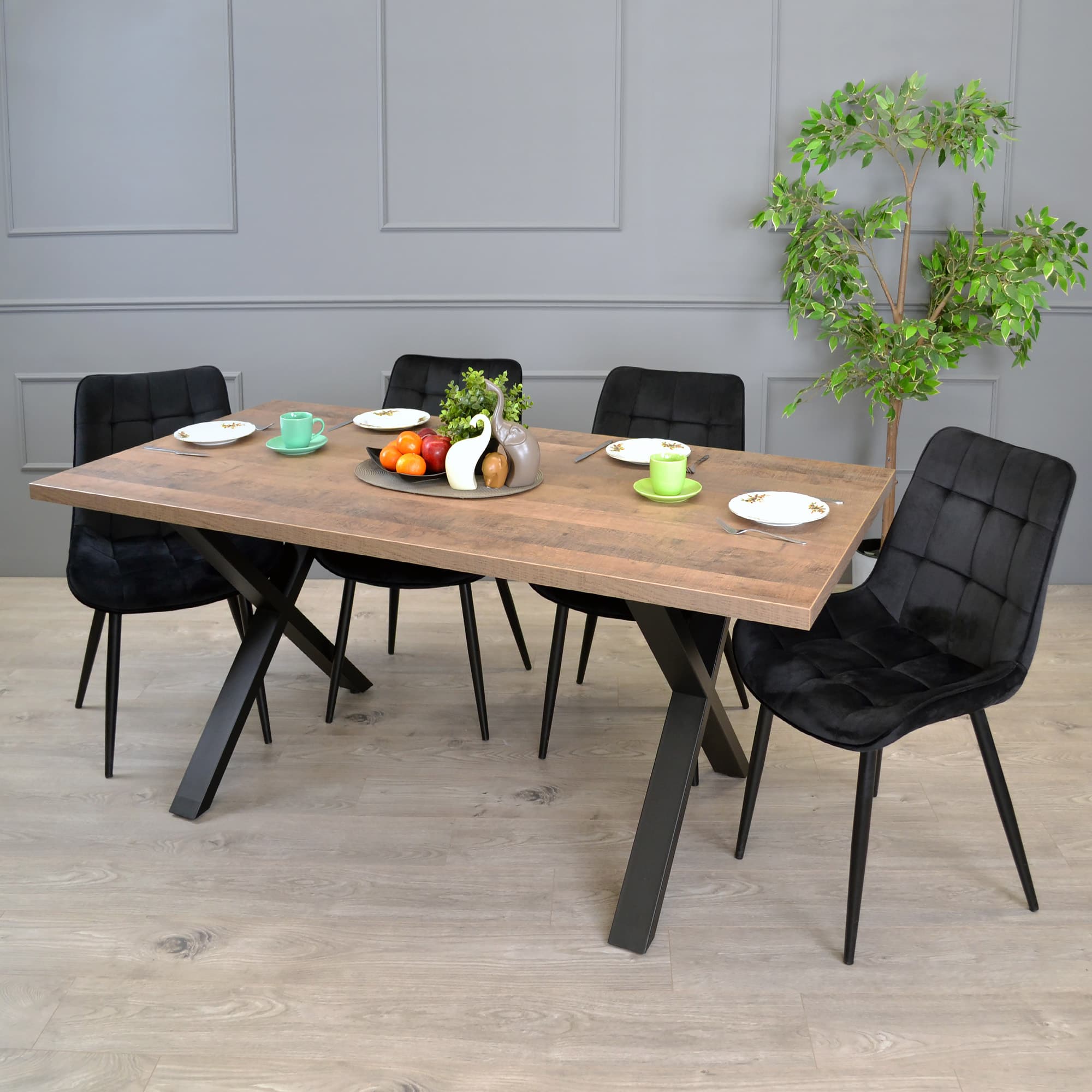 Scaun HANS (Hlr66) Catifea Black+Black Legs