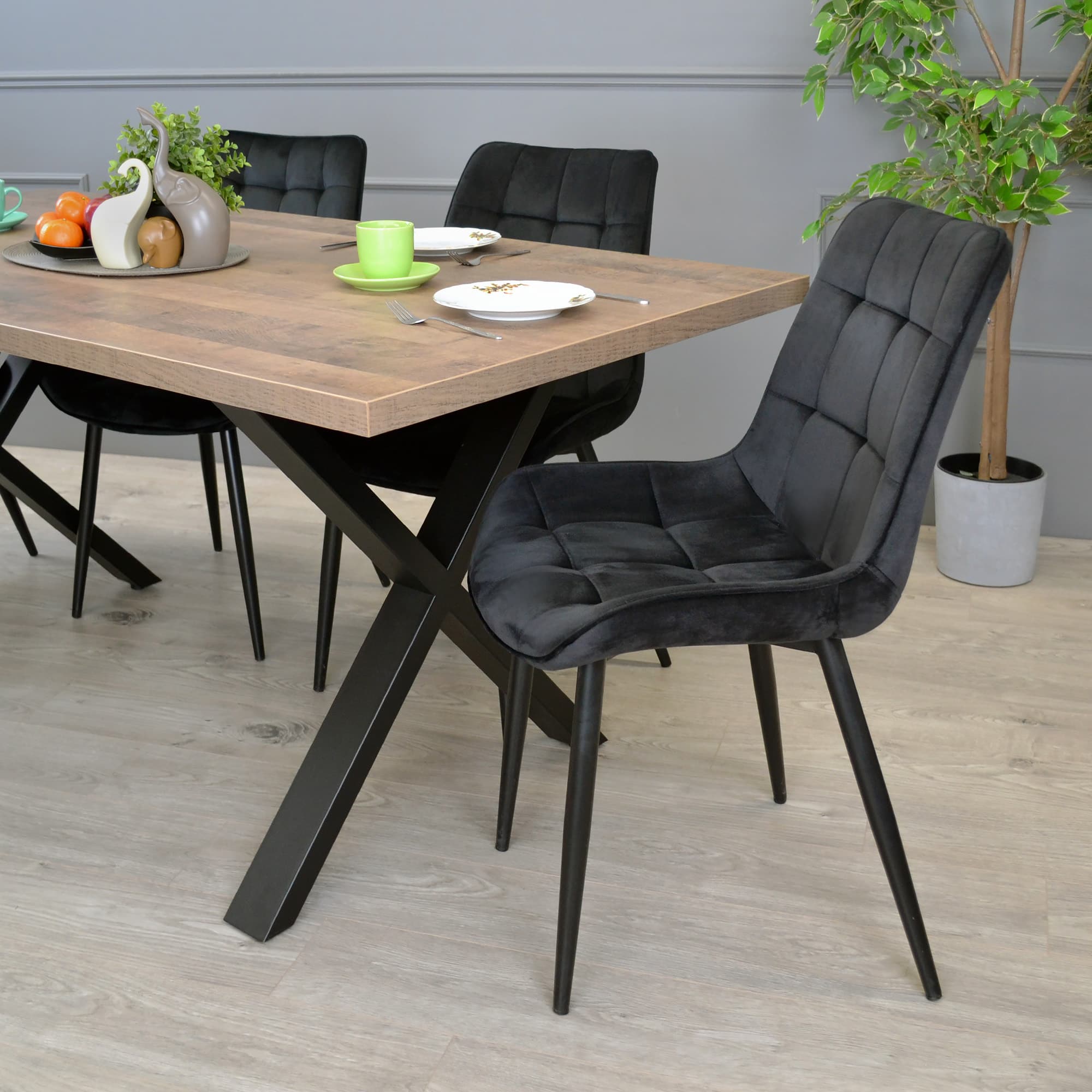Scaun HANS (Hlr66) Catifea Black+Black Legs