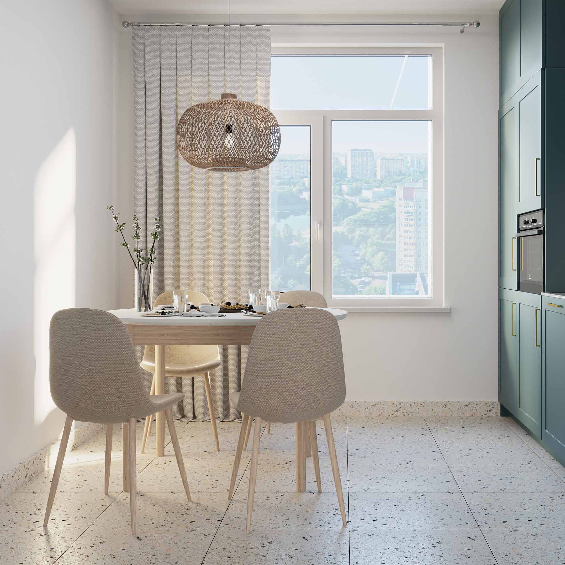 Masă Extensibilă TB-07 Beige+Transprint Legs 120/150×95