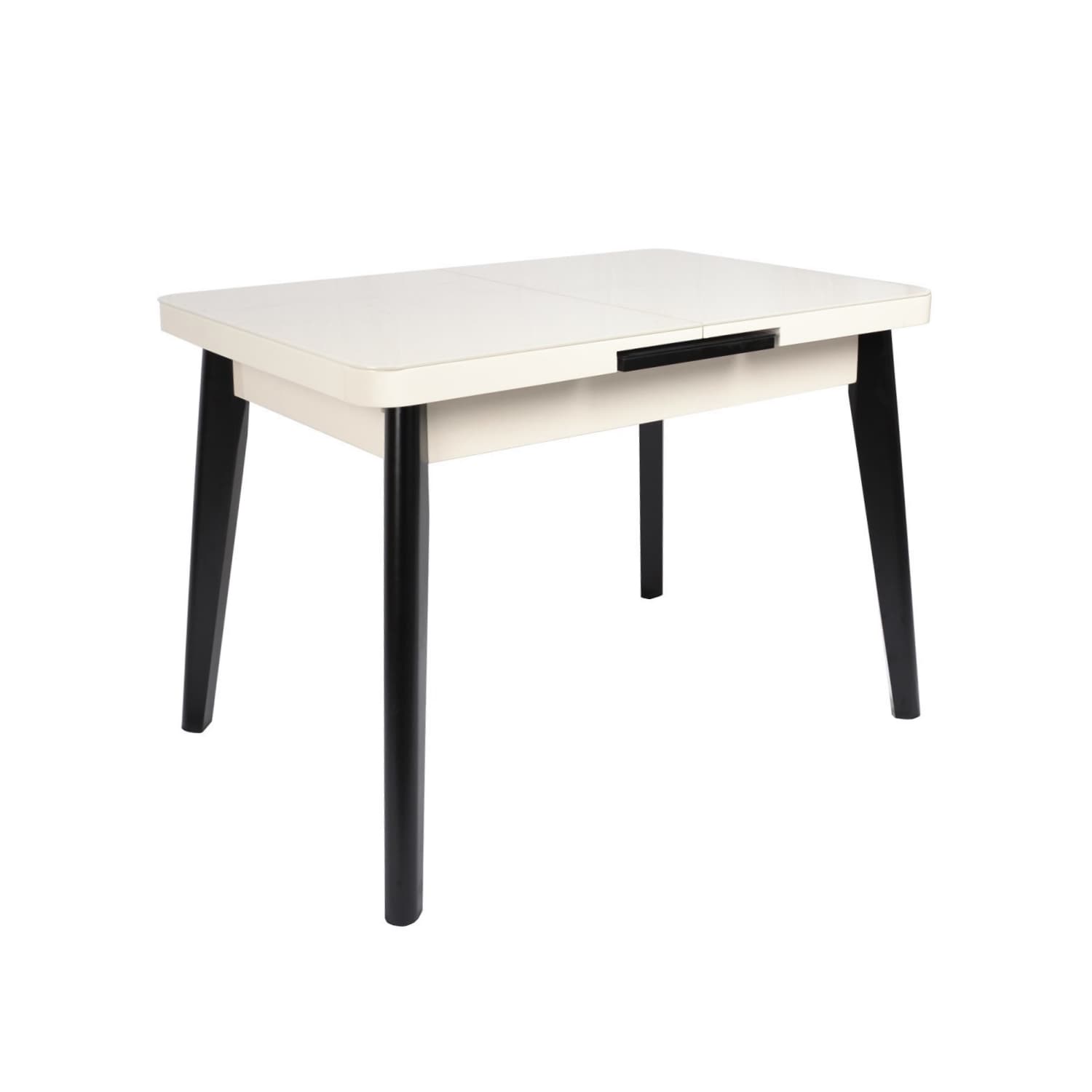 Masă Extensibilă MG-A03 White Glass+Black Legs 120/150×70