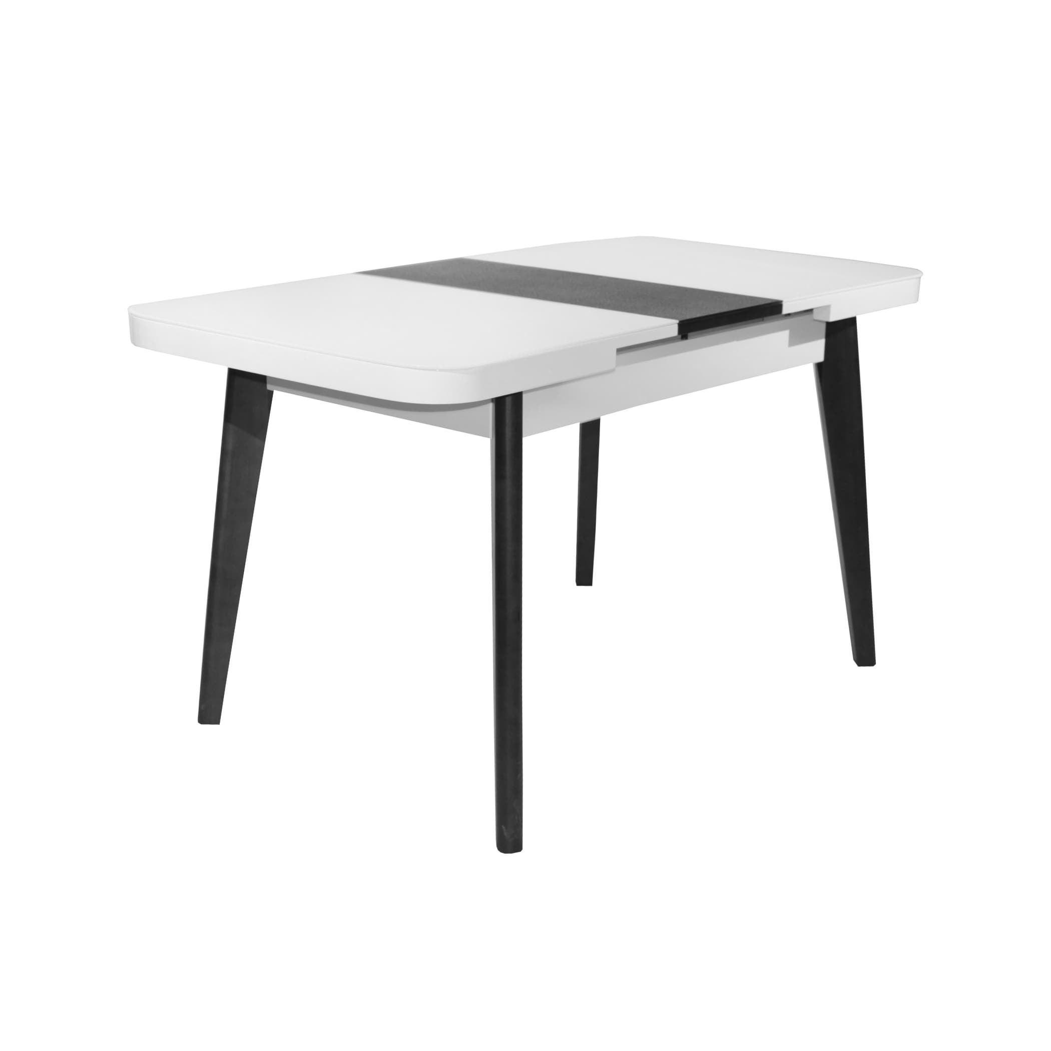 Masă Extensibilă MG-A03 White Glass+Black Legs 120/150×70