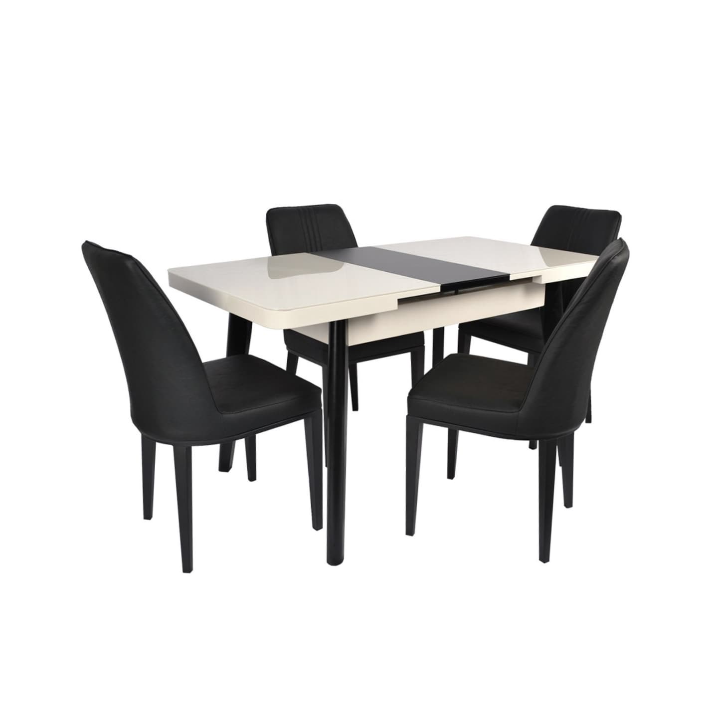 Masă Extensibilă MG-A03 White Glass+Black Legs 120/150×70