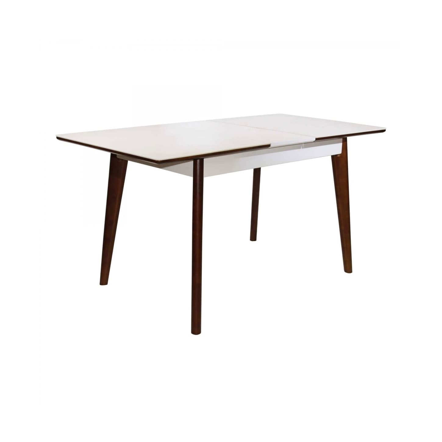 Masă Extensibilă MG-A05 White Glass+Brown Legs 120/150×75