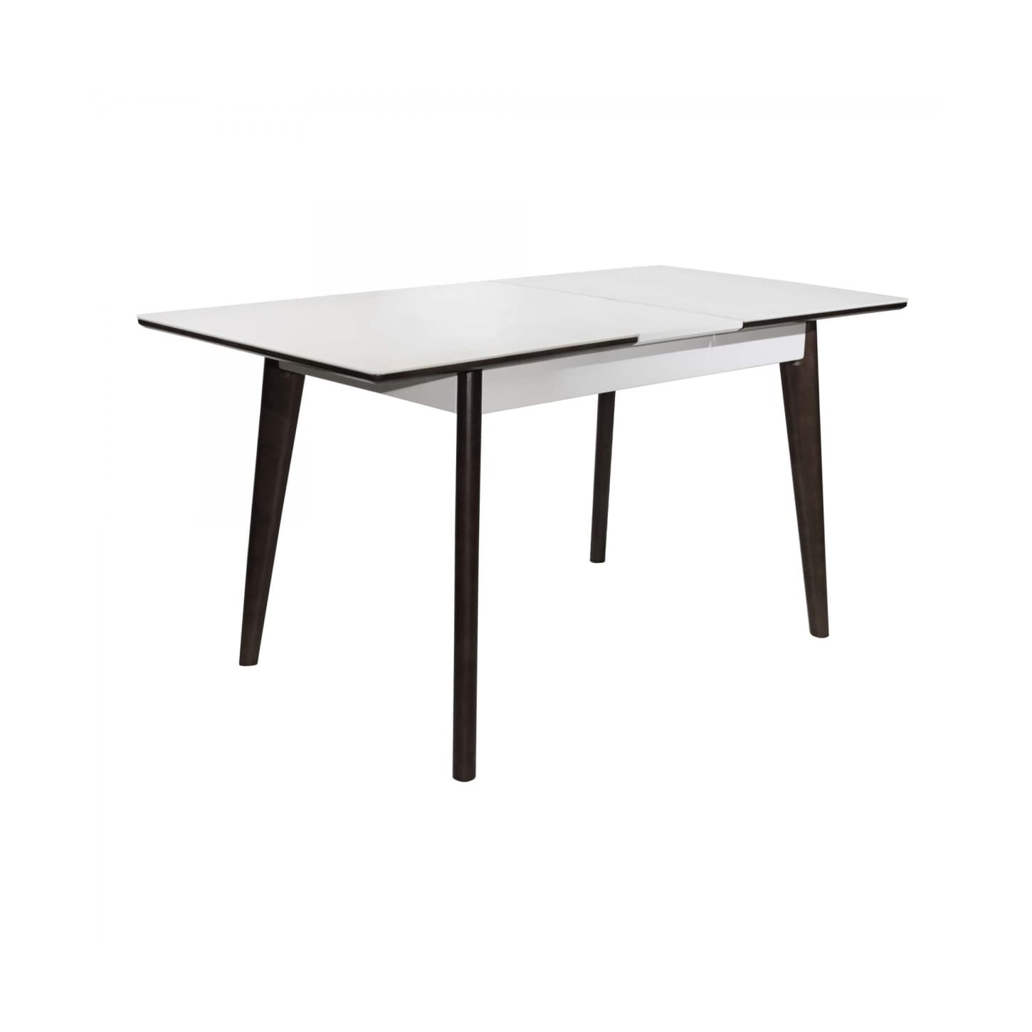 Masă Extensibilă MG-A05 White Glass+Black Legs 120/150×75