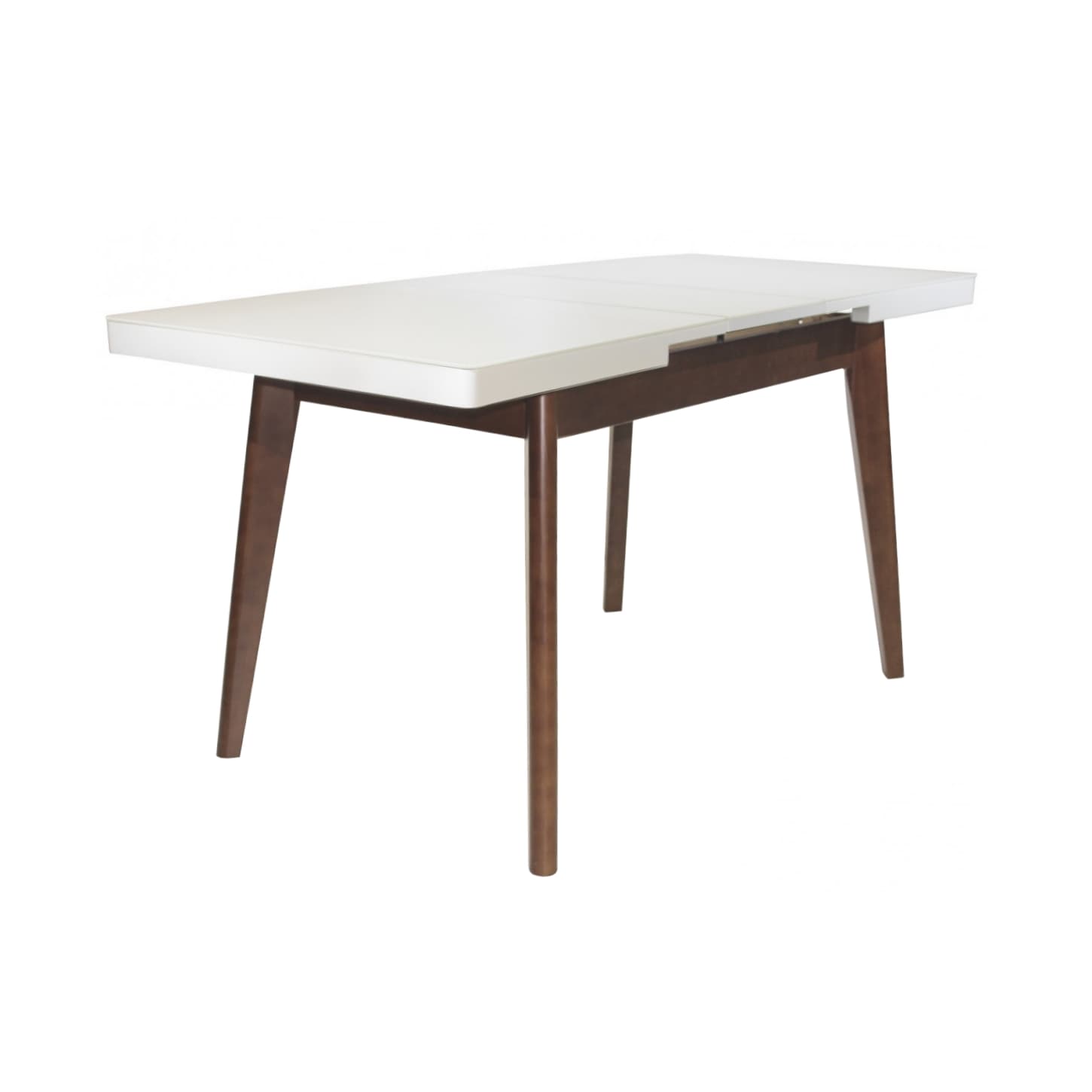 Masă Extensibilă MG-A06 White Glass+Brown Legs 120/150×70