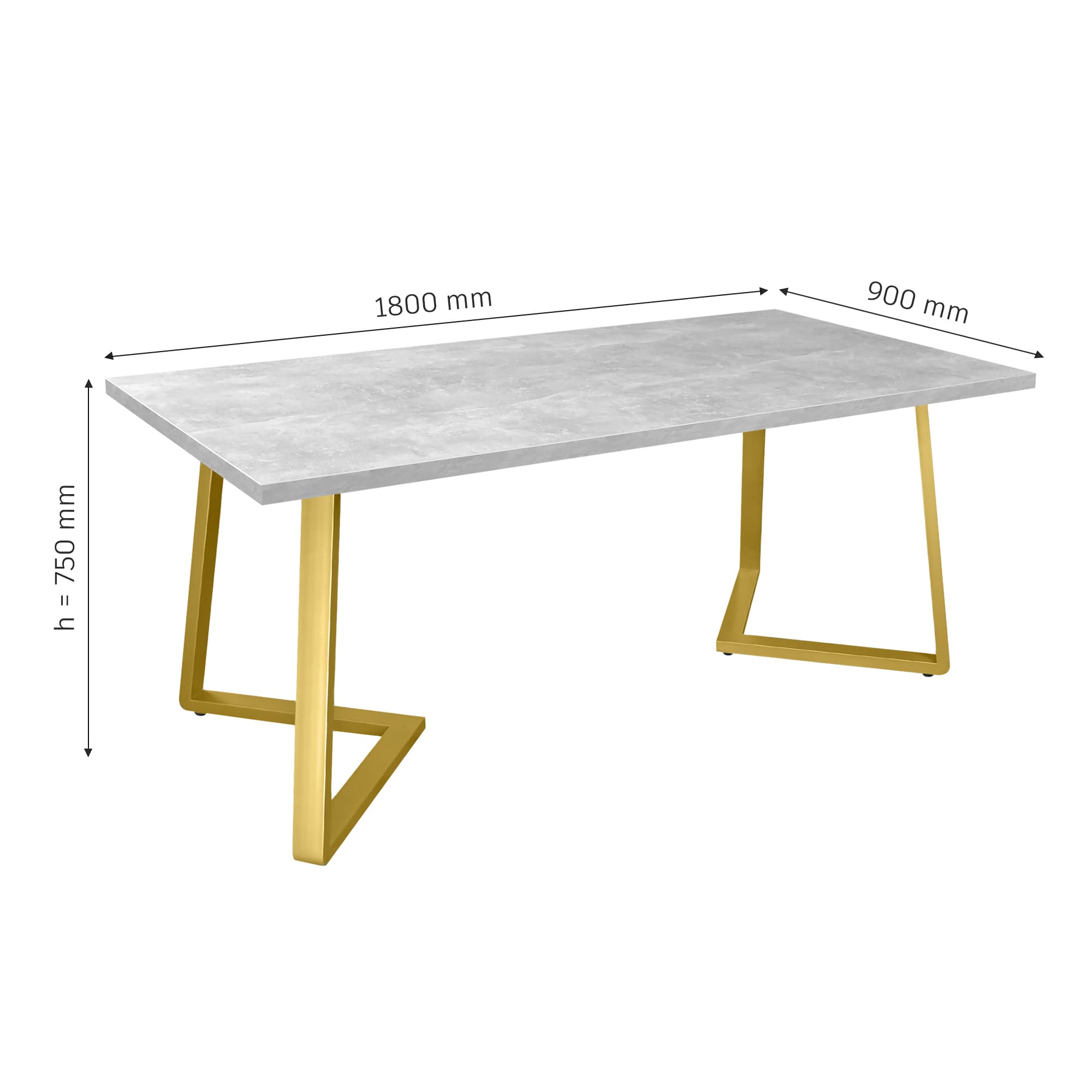 Masă FRIDA Beton+Golden Legs 180×90
