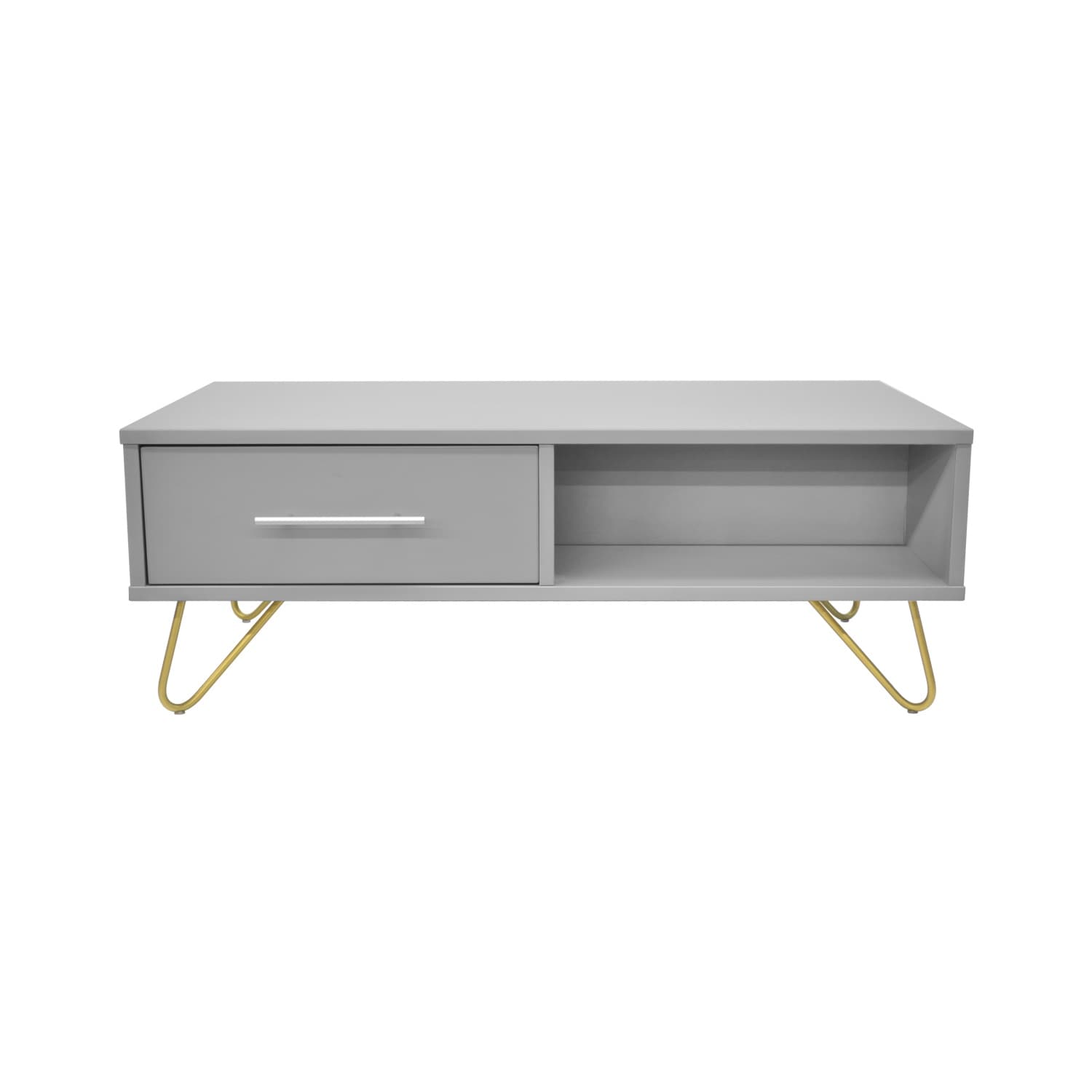 Măsuță Cafea Cu 2 Sertare Mia Grey/Gold
