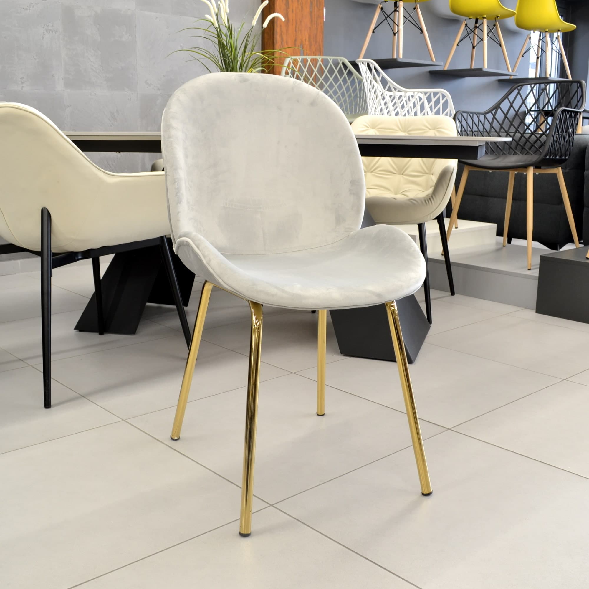 Scaun Roxy Catifea Grey+Gold Legs