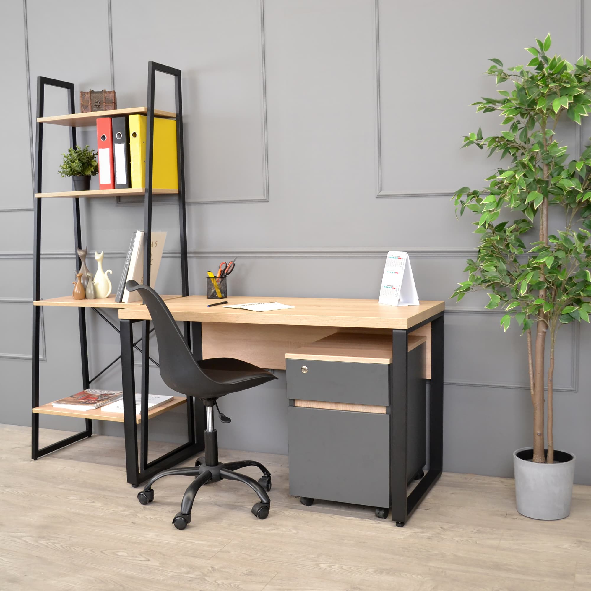Masa Birou B-120 (120×60)~Sonoma/Black