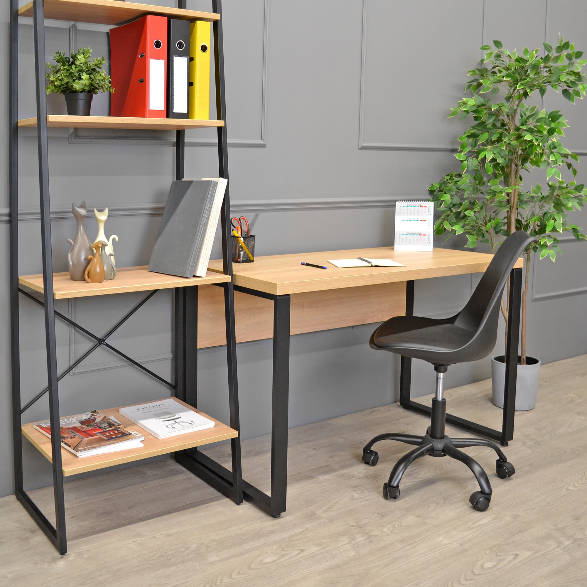 Masa Birou B-120 (120×60)~Sonoma/Black