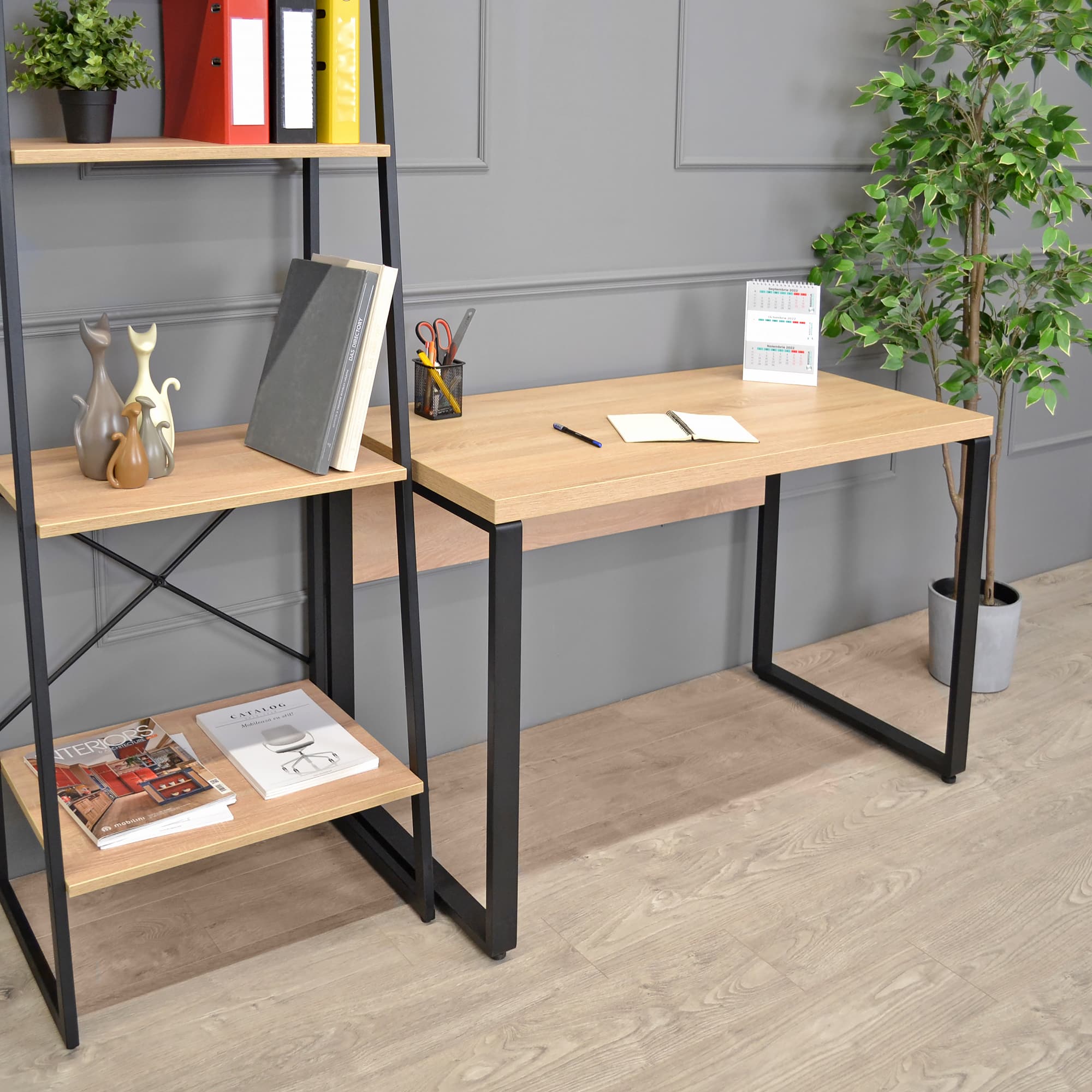 Masa Birou B-120 (120×60)~Sonoma/Black