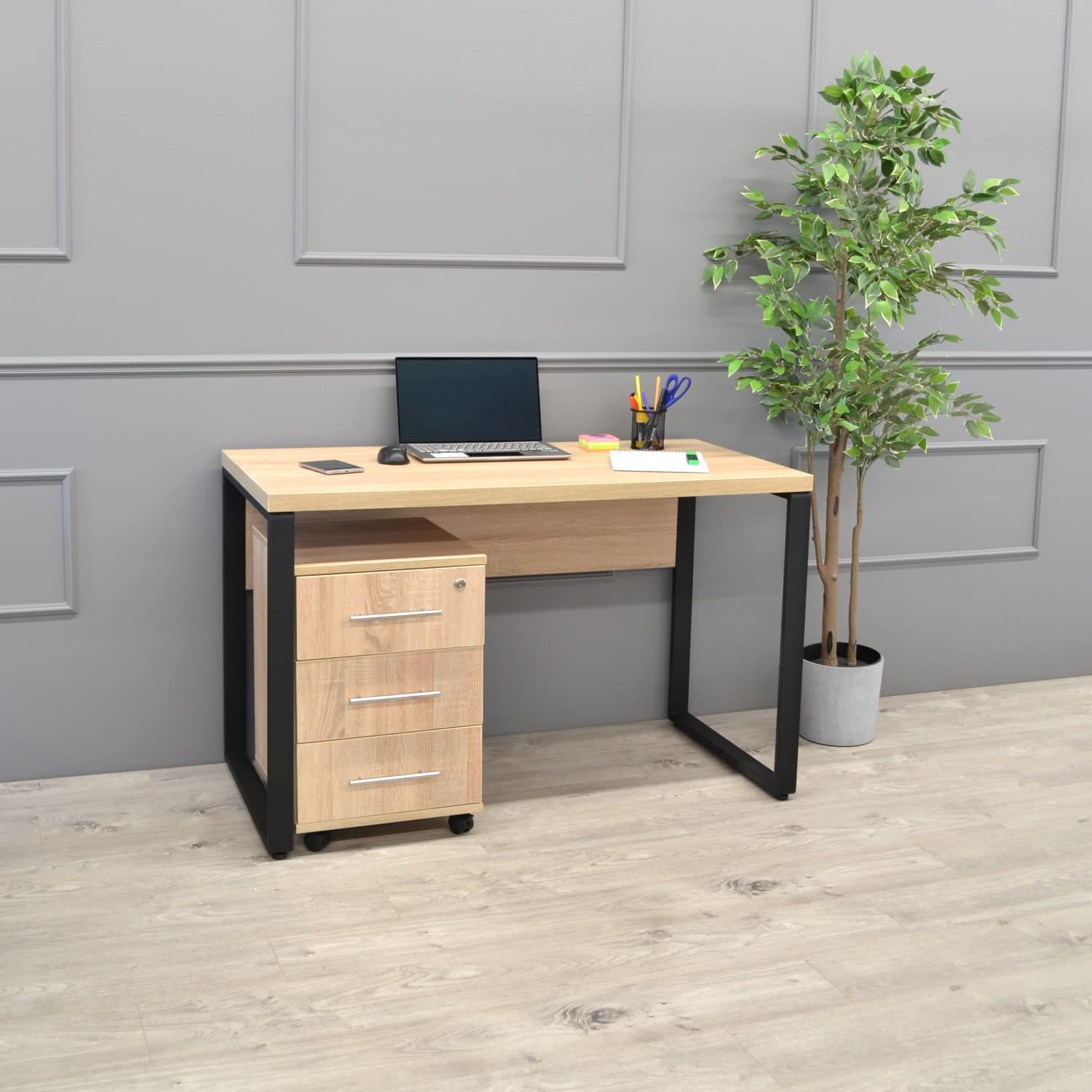 Masa Birou B-120 (120×60)~Sonoma/Black