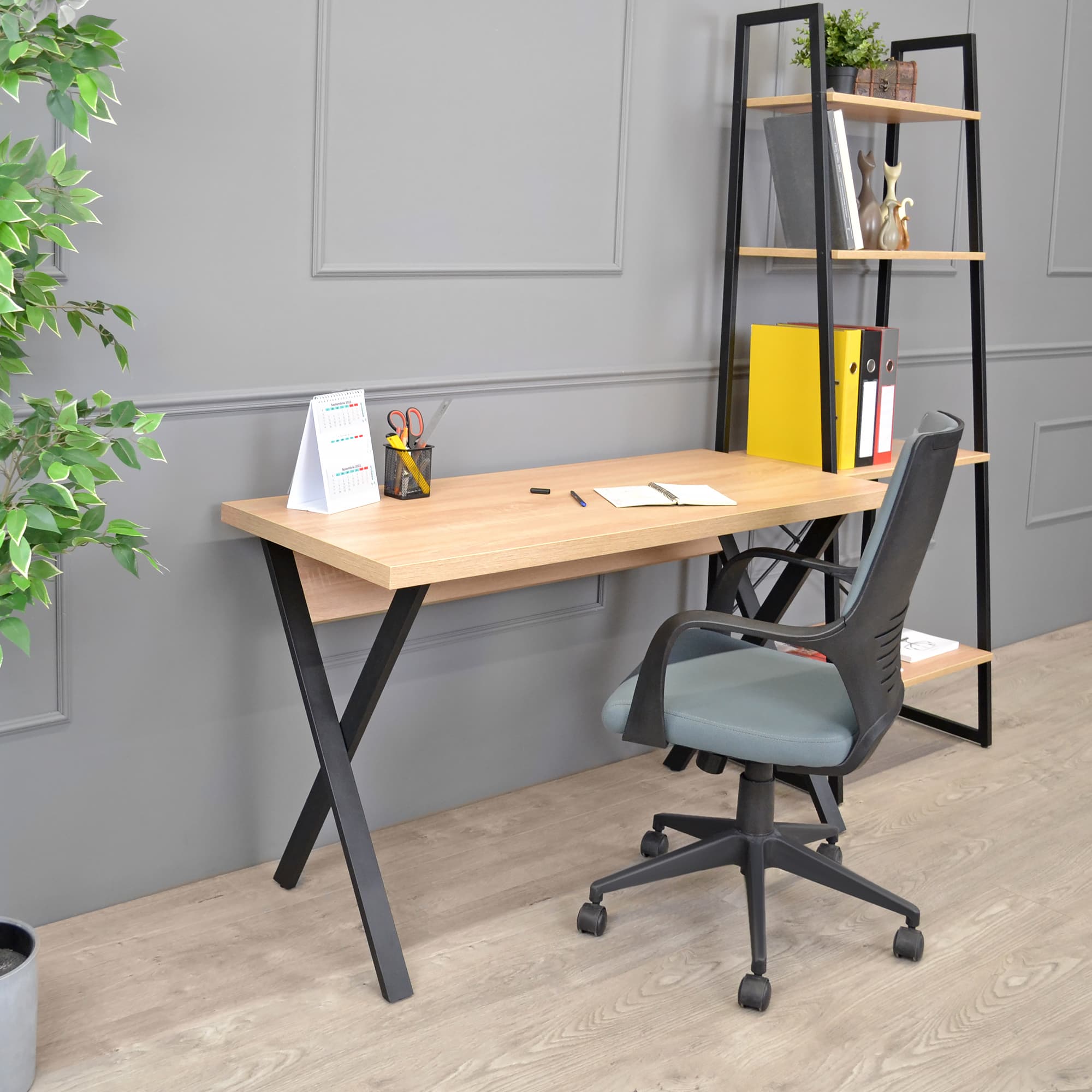 Masa Birou Alexa(130×60)~Sonoma/Black