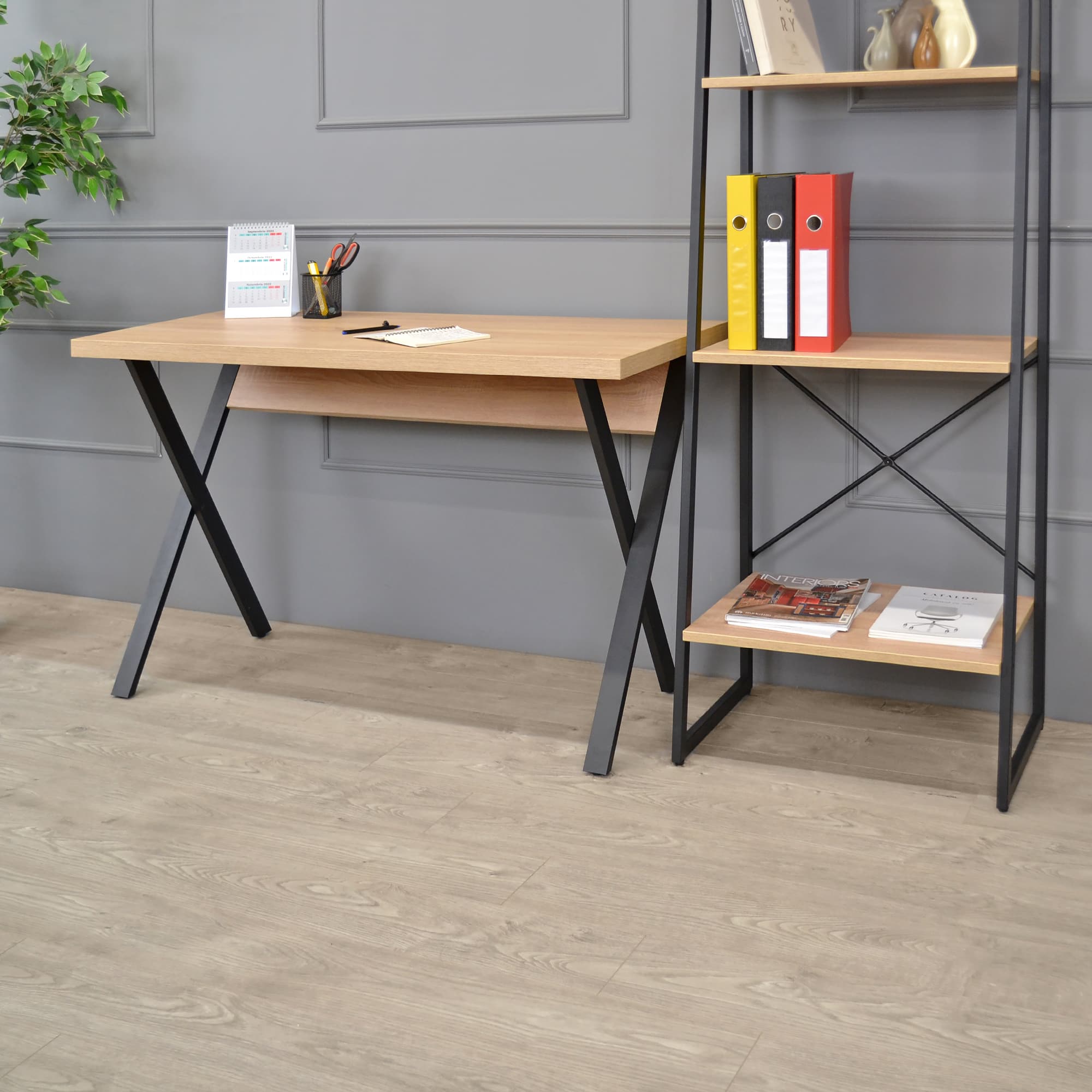 Masa Birou Alexa(130×60)~Sonoma/Black