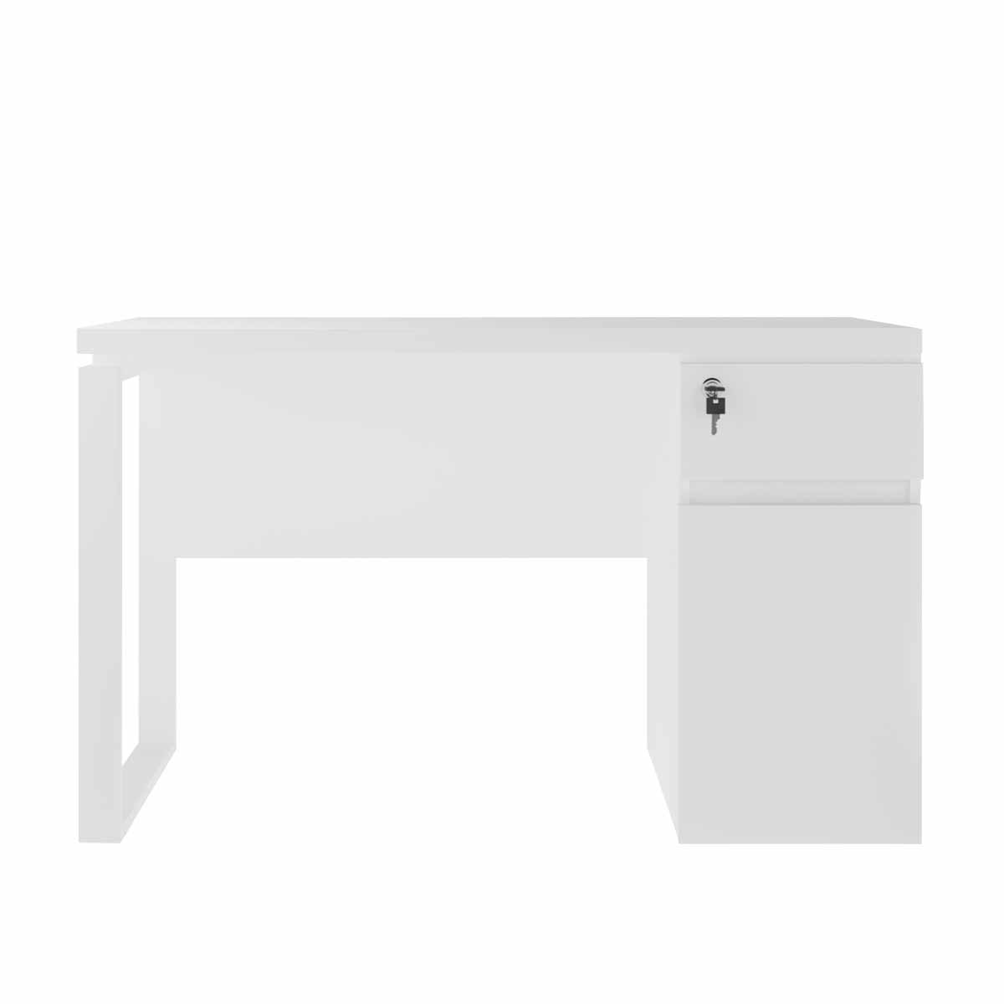 Masa Birou+BOX încorporat Stânga 1200×600~White/White