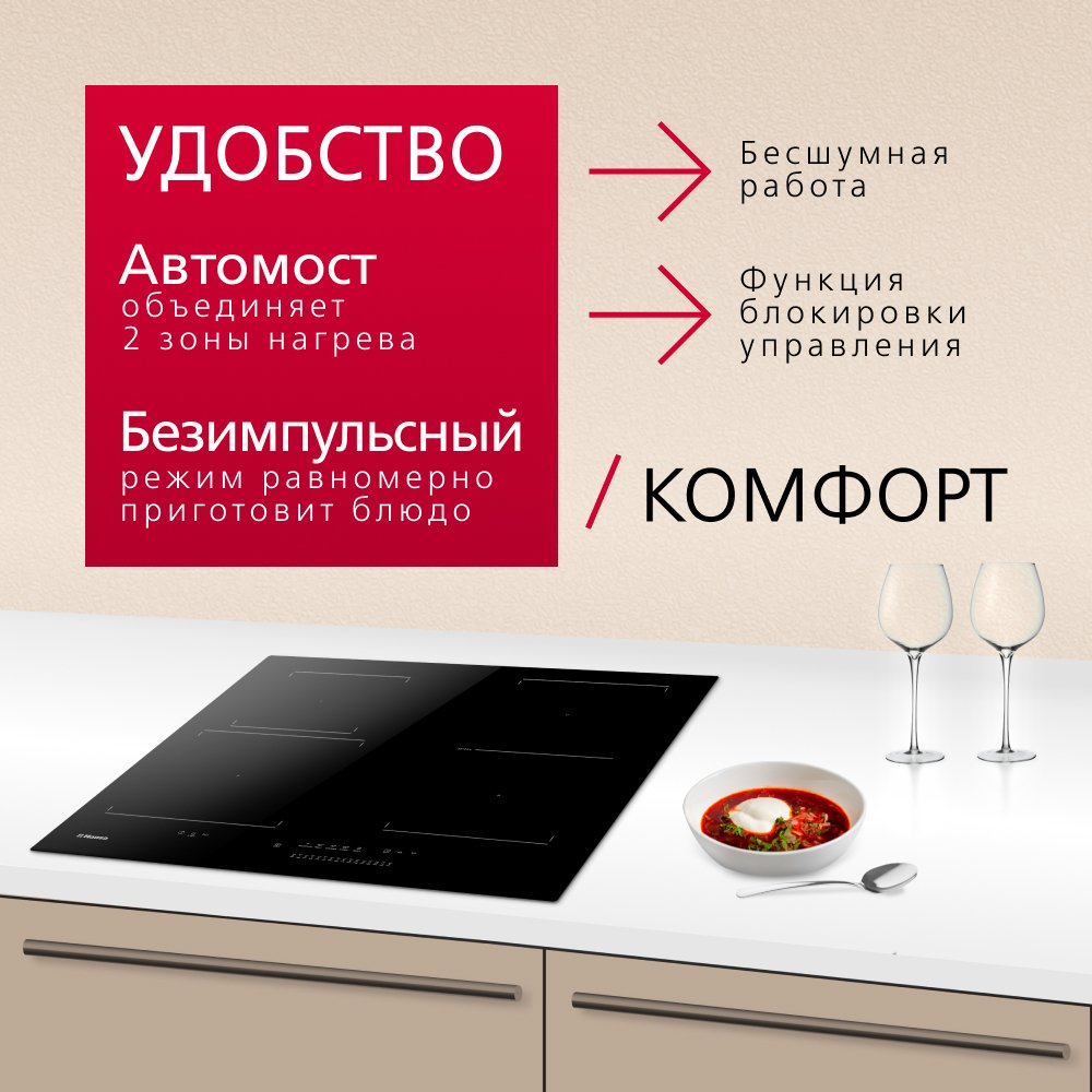 HANSA индукционная плита BHI67606 черный