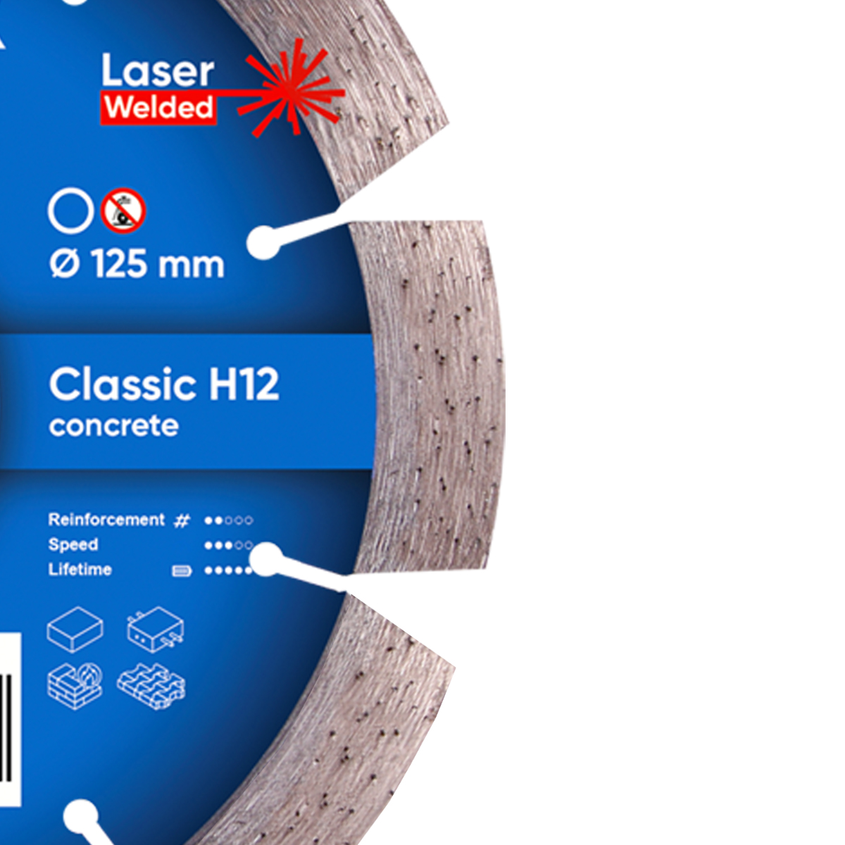 Disc diamantat DISTAR pentru beton Classic H12 d125