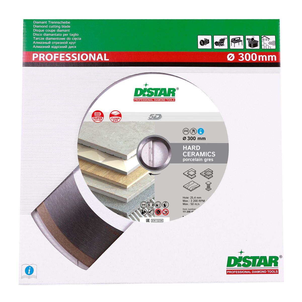 Алмазный диск DISTAR для керамической плитки Hard Ceramics d300