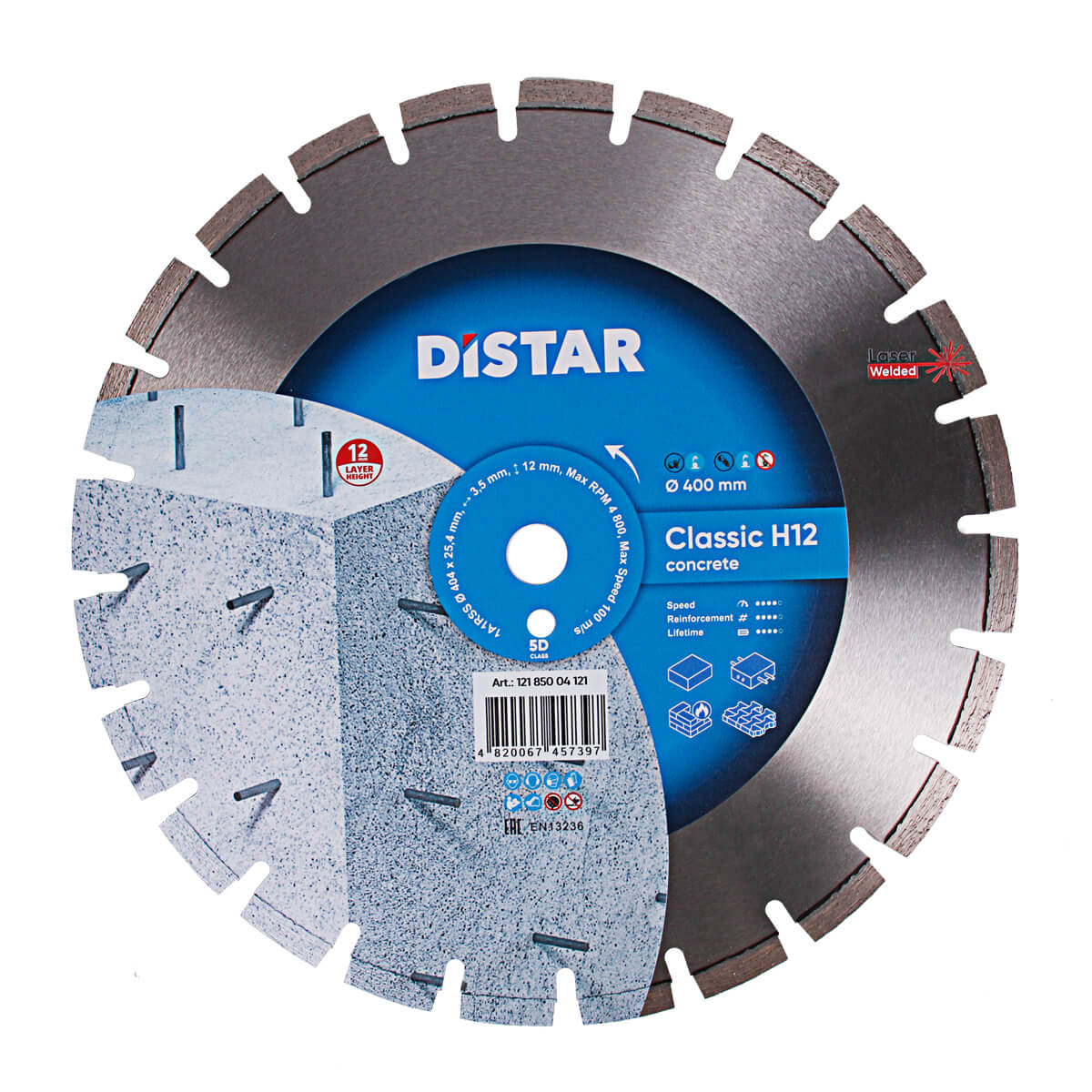 Disc diamantat DISTAR pentru beton Classic H12 d400