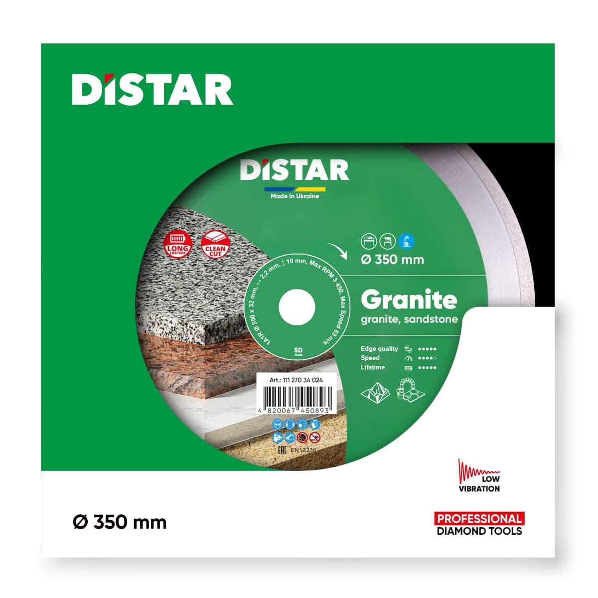 Алмазный диск 1A1R Granite d350