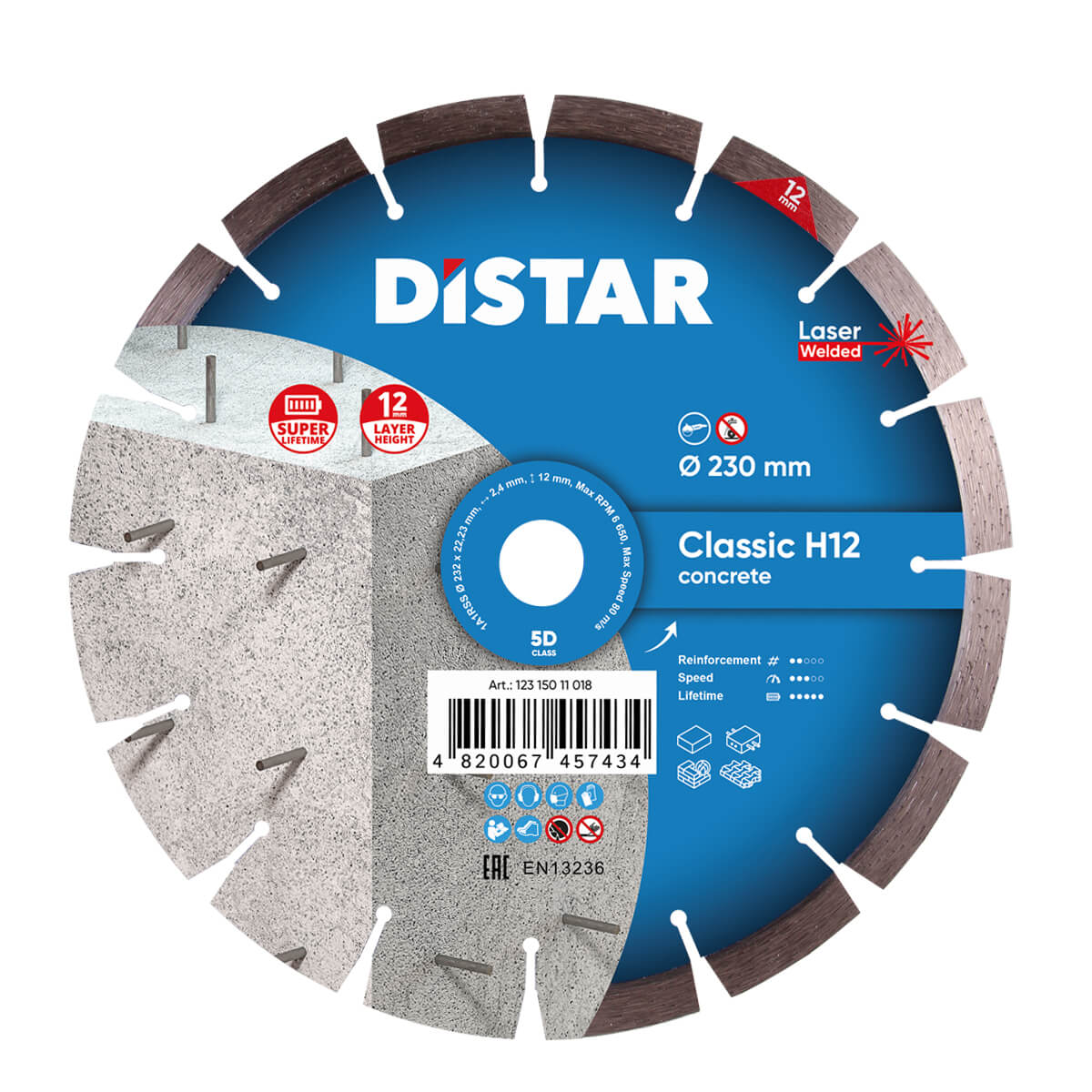 Disc diamantat DISTAR pentru beton Classic H12 d150