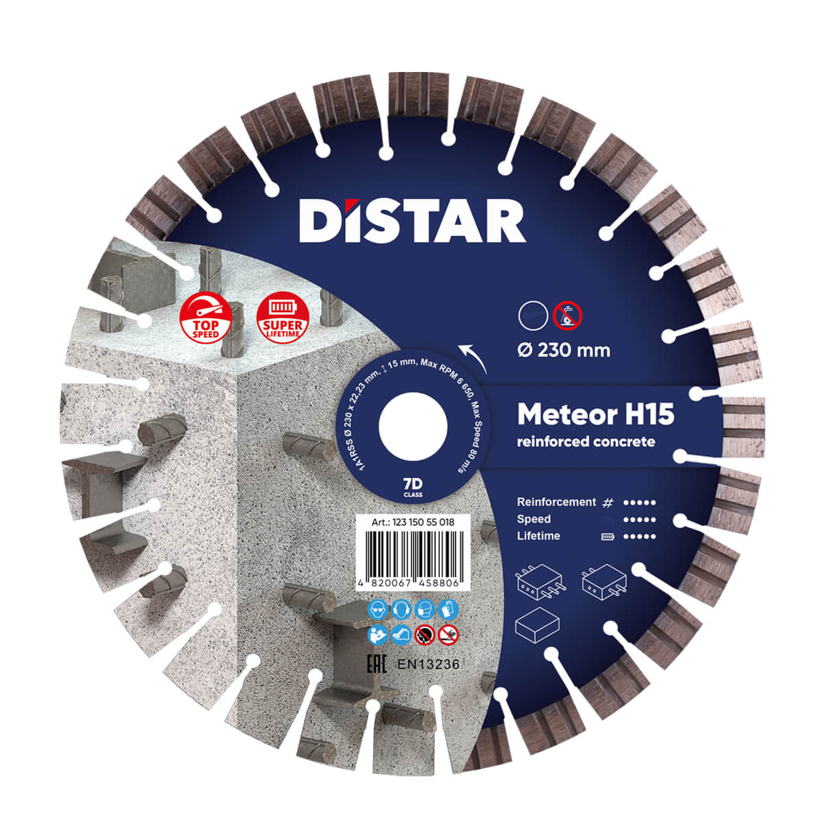 Disc diamantat DISTAR pentru beton Meteor H15 d230