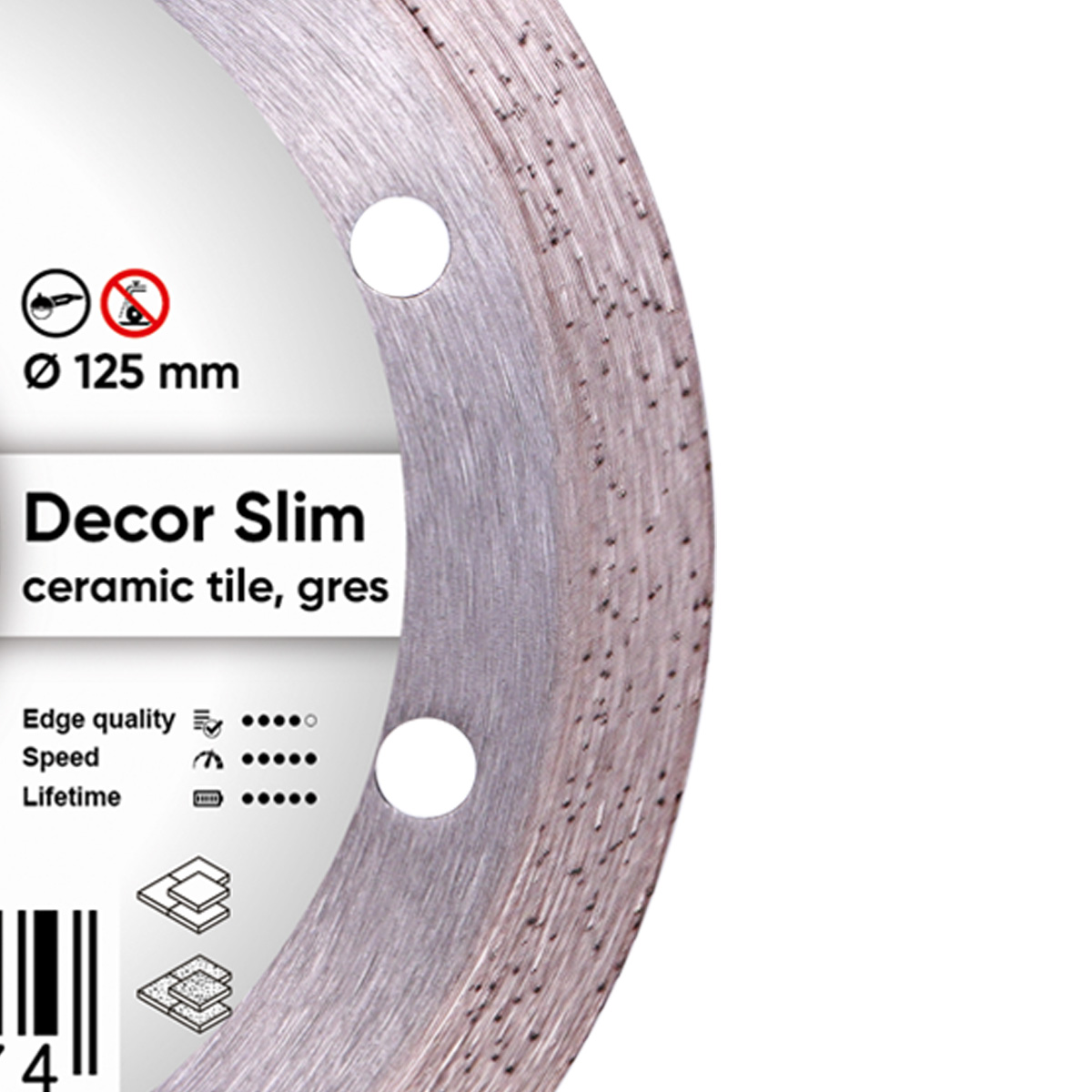 Disc diamantat DISTAR pentru placi ceramici Decor Slim d125