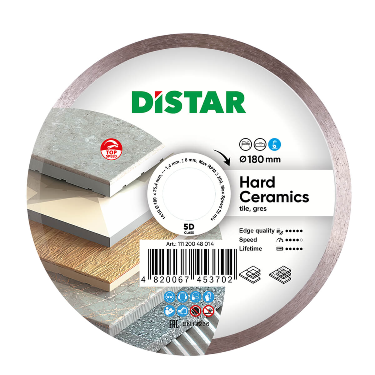 Disc diamantat DISTAR pentru placi ceramici Hard Ceramics d180