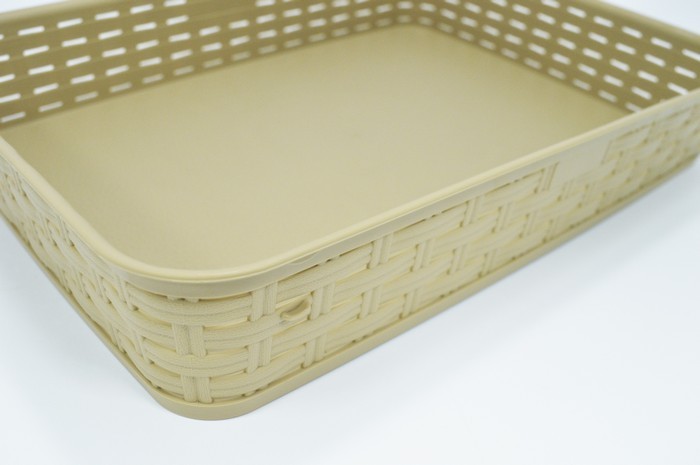 Корзина, Plast Art, Пластик, 5.5Л, 36x26x6см, Ратанг, Цвета в ассортименте, Прямоугольная, Горизонтально