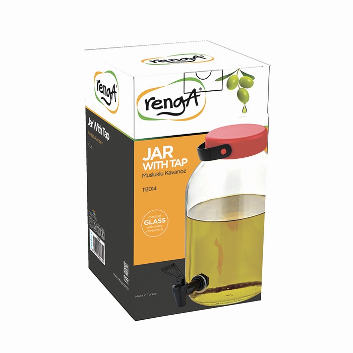 Диспенсер для напитков, RENGA, Macro, 5л, Стекло, С крышкой, Пластик