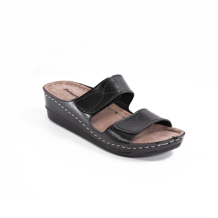 Женские тапочки, GOLD STAR, 36-40, Экокожа, Полиуретан, Черный