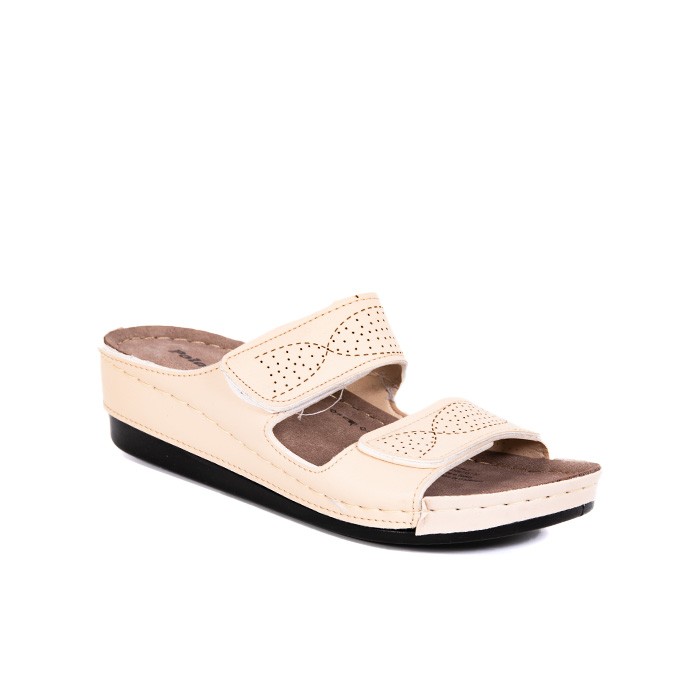 Женские тапочки, GOLD STAR, 36-40, Экокожа, Полиуретан, Бежевый