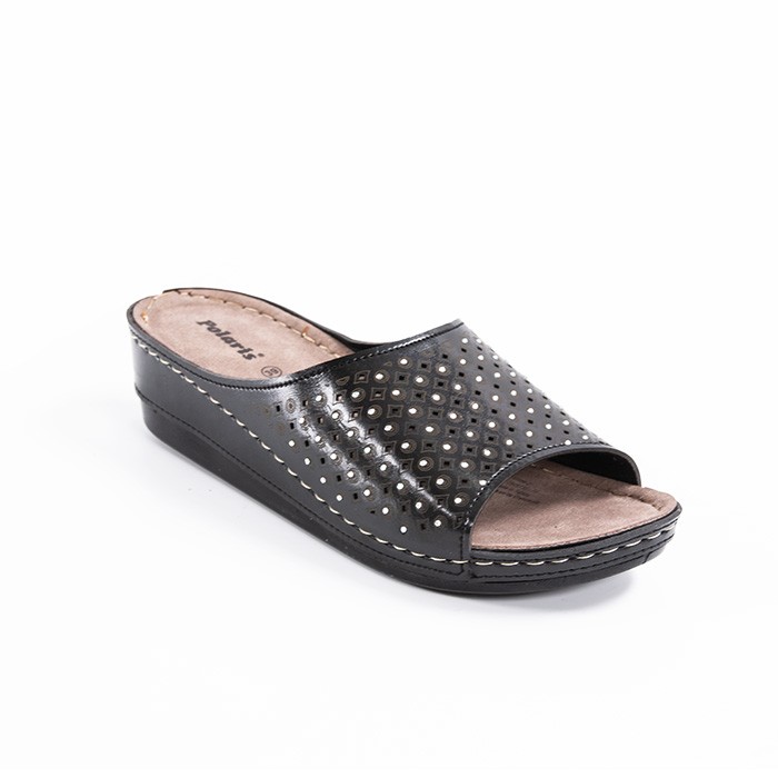 Женские тапочки, GOLD STAR, 36-40, Экокожа, Резиновая Подошва, Черный