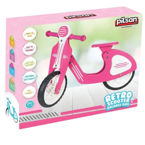 Retro-bicicletă fără pedale, cu roți EVA, albastră/roz