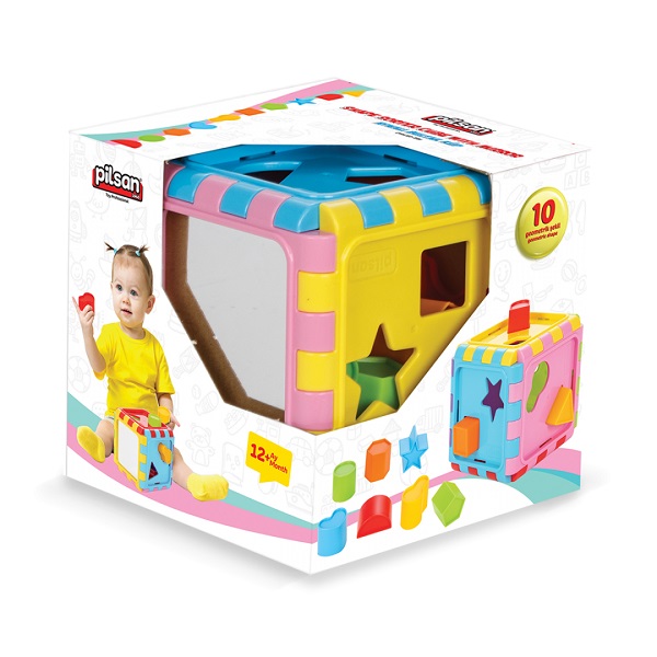 Cub de sortare cu forme geometrice, cu oglindă