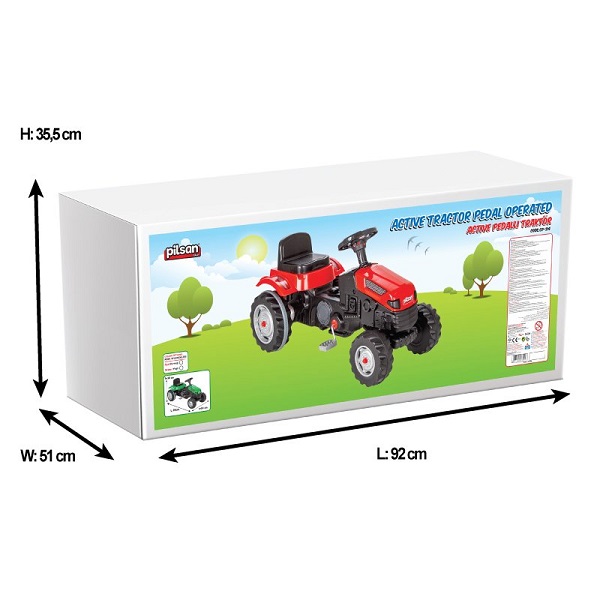 Tractor cu pedale ACTIVE, roșu/verde