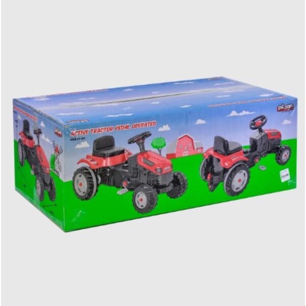 Tractor cu remorca ACTIVE, roșu/verde