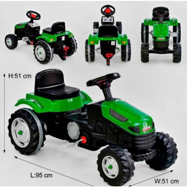 Tractor cu remorca ACTIVE, roșu/verde