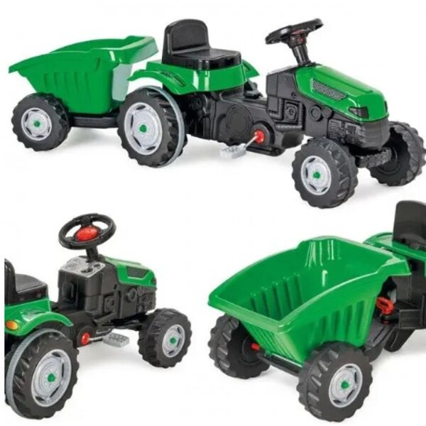Tractor cu remorca ACTIVE, roșu/verde