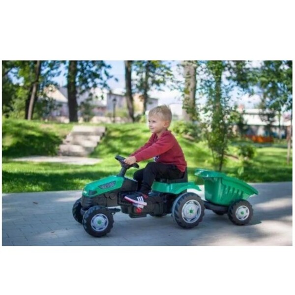 Tractor cu remorca ACTIVE, roșu/verde