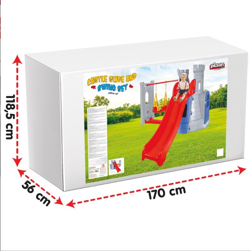 Complex de joc Castel cu tobogan și leagăn (disponibil în 2 culori)
