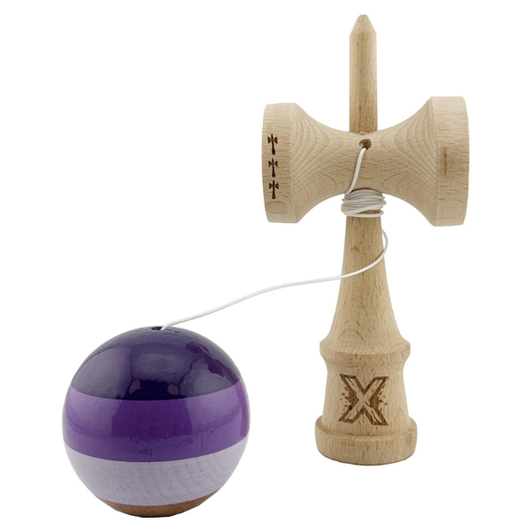 "Kendama Flippy X Original", профессиональная, Металлический Подшипник, веревка 55 см, сверхлипкая, большие чашки, 7 х 6 х 18 см, фиолетово-сиреневая