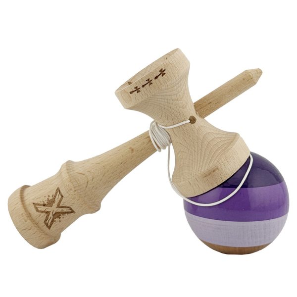 "Kendama Flippy X Original", профессиональная, Металлический Подшипник, веревка 55 см, сверхлипкая, большие чашки, 7 х 6 х 18 см, фиолетово-сиреневая