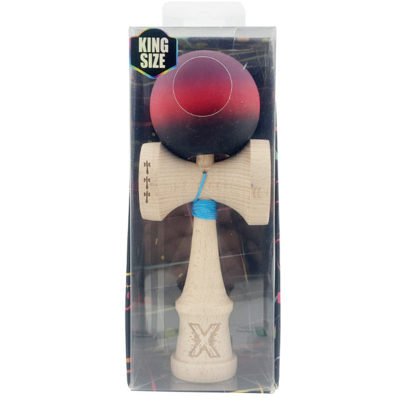 "Kendama X Original", Profesionala, Flippy, Rulment Metalic, Ața 55 cm, Cupe Mari, 7 х 6 х 18 cm, gradient mov-roșu